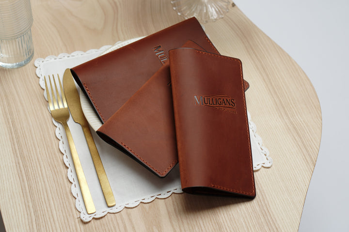 Personalized Leather Bill Holder: Vintage Restaurant Check Presenter
