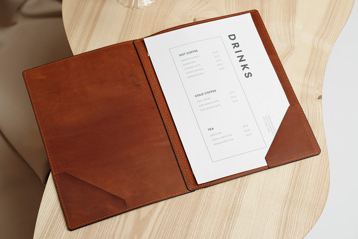 Custom Leather Restaurant Menu Folder