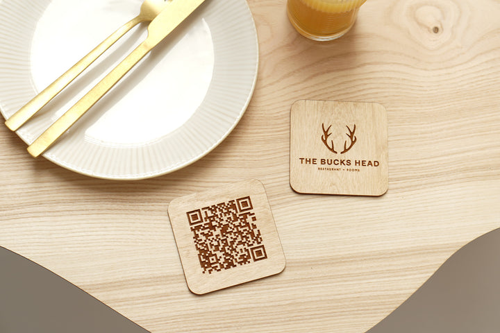 Personalized Wooden QR Code Sign: Restaurant Menu, Scan to View