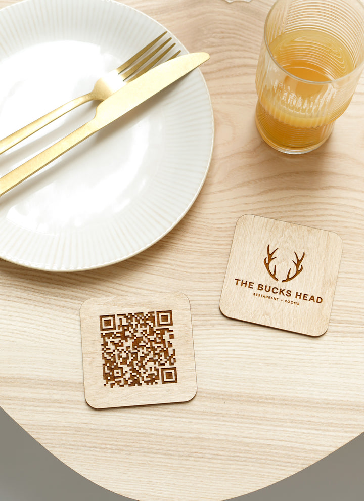 Personalized Wooden QR Code Sign: Restaurant Menu, Scan to View