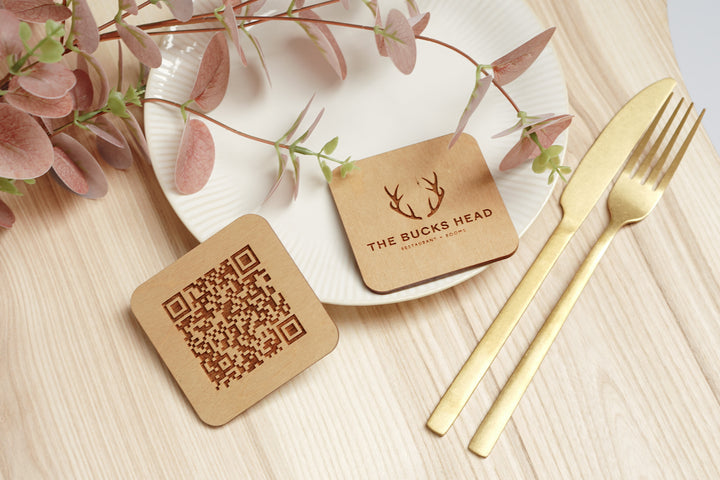 Personalized Wooden QR Code Sign: Restaurant Menu, Scan to View