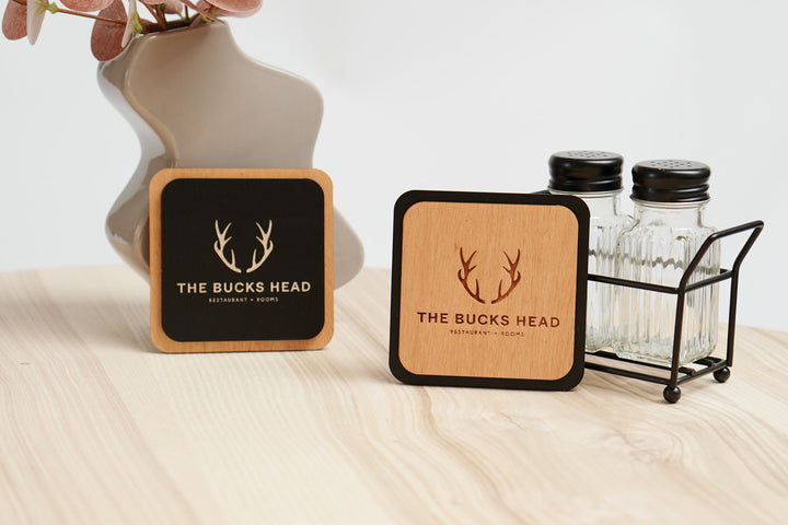 Engraved Wooden QR Code Menu Sign: Personalized Restaurant Table Menu