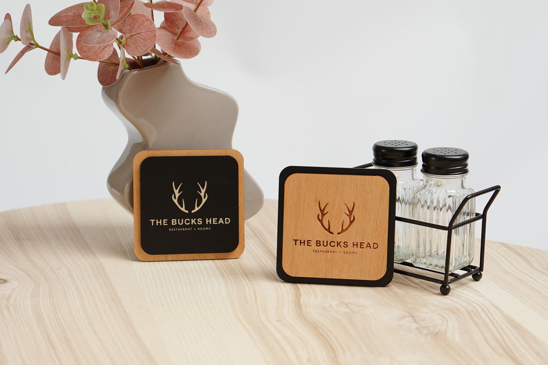 Engraved Wooden QR Code Menu Sign: Personalized Restaurant Table Menu