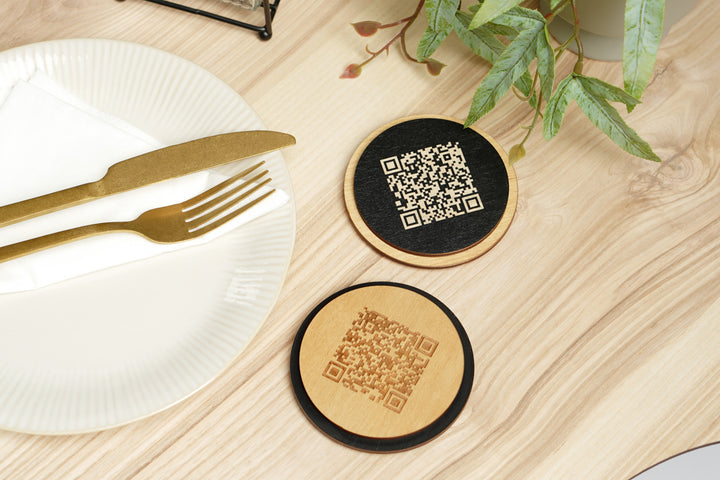 Personalized Wooden QR Code Menu Sign - Restaurant Tabletop Display