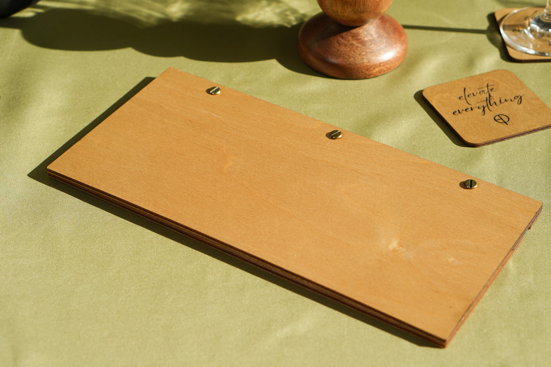 Personalized Wood Menu Cover: Logo Embossed Restaurant Menu Holder
