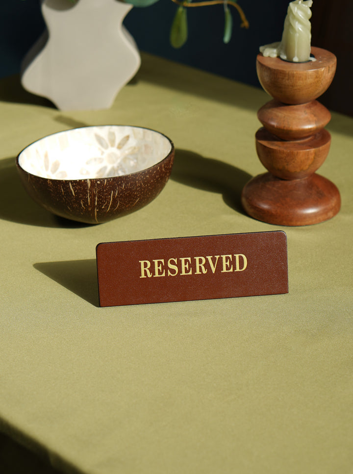 Leather Reserved Table Sign: Restaurant and Cafe Decor