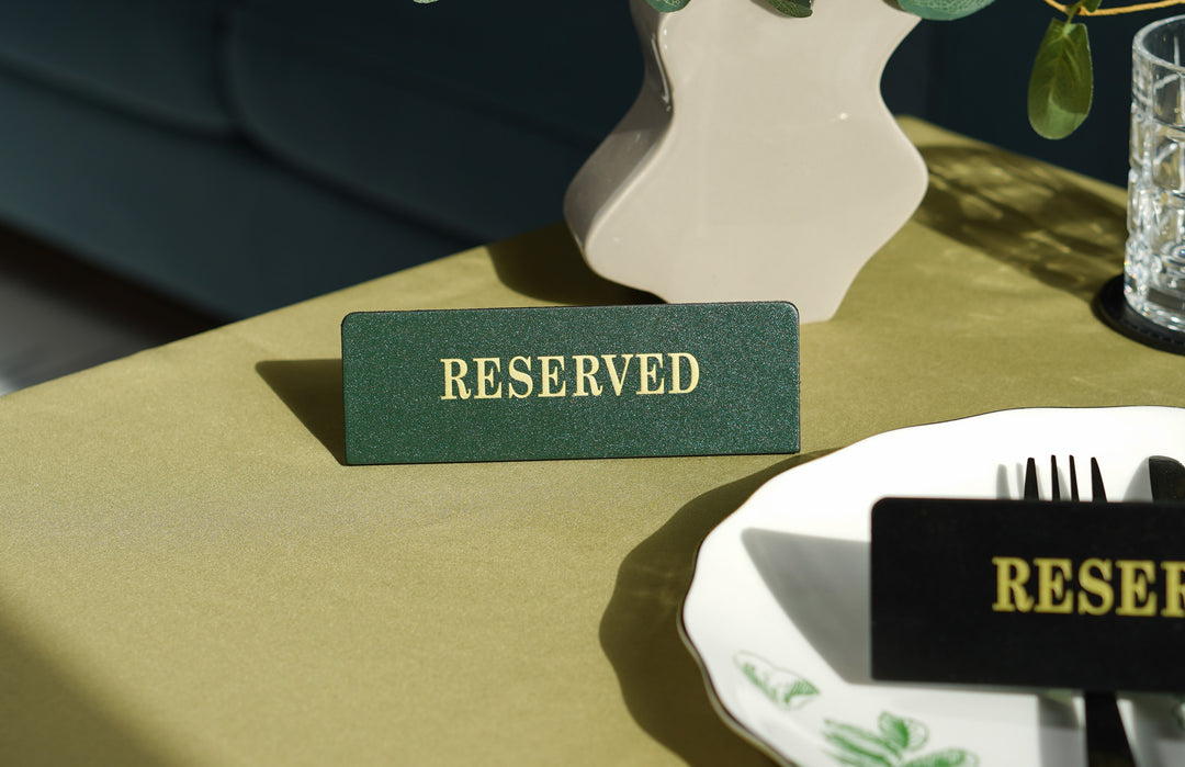 Leather Reserved Table Sign: Restaurant and Cafe Decor