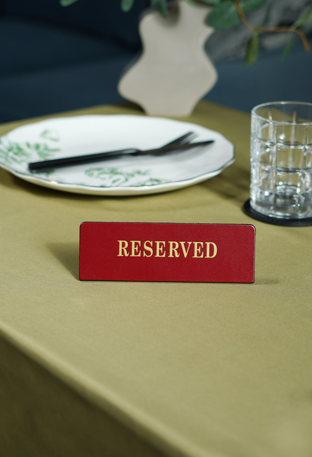 Leather Reserved Table Sign: Restaurant and Cafe Decor