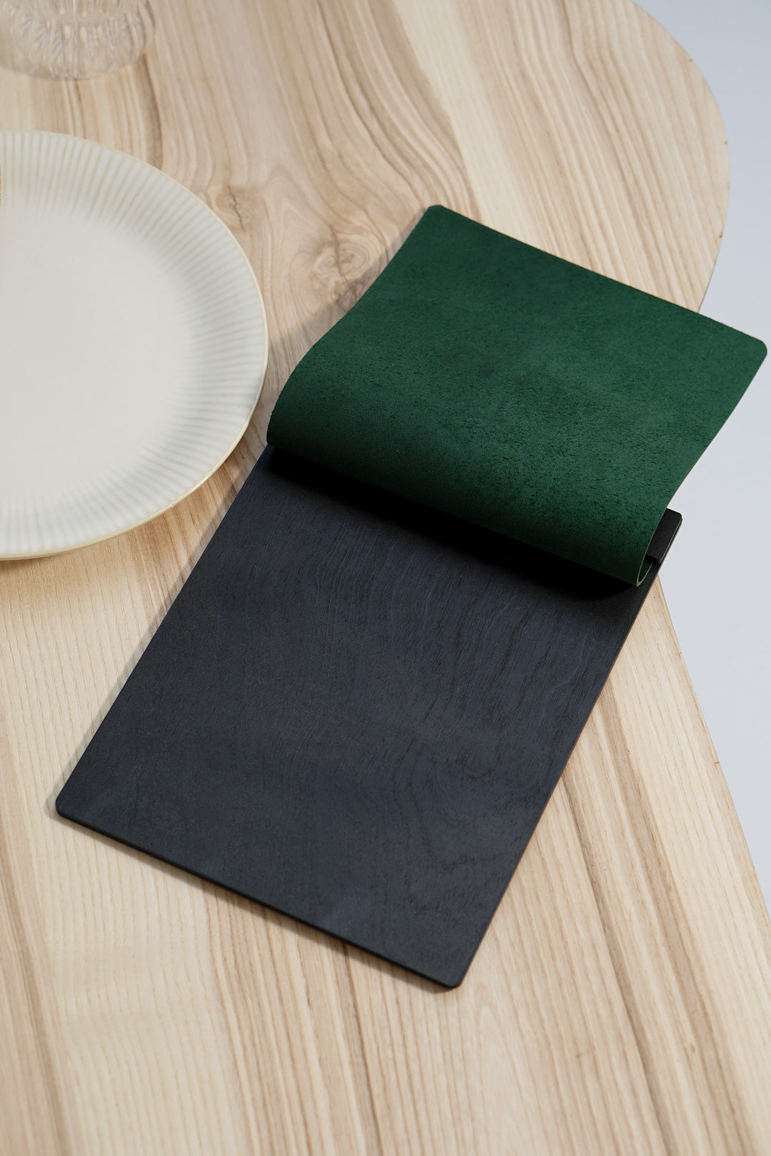 Embossed Logo Leather Menu Clipboard: Wood Menu Board