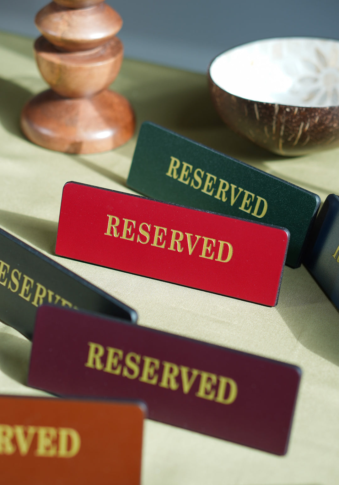Leather Reserved Table Sign: Restaurant and Cafe Decor