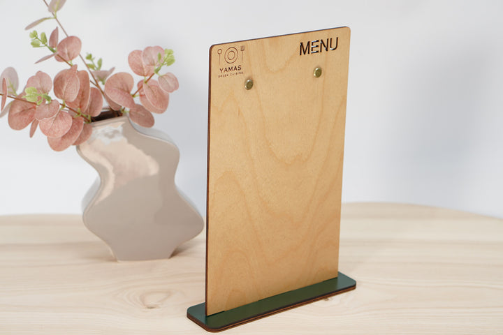 Custom Wood Menu Board Stand: Restaurant Tabletop Menu Holder