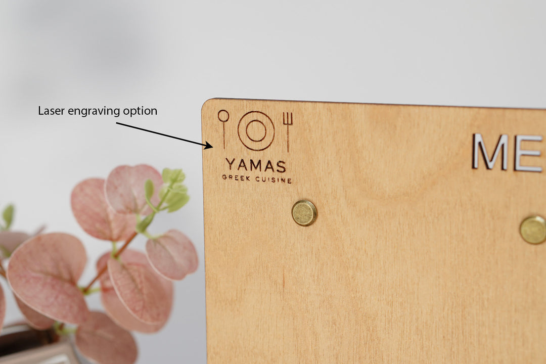 Custom Wood Menu Board Stand: Restaurant Tabletop Menu Holder
