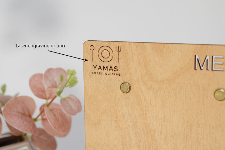 Custom Wood Menu Board Stand: Restaurant Tabletop Menu Holder