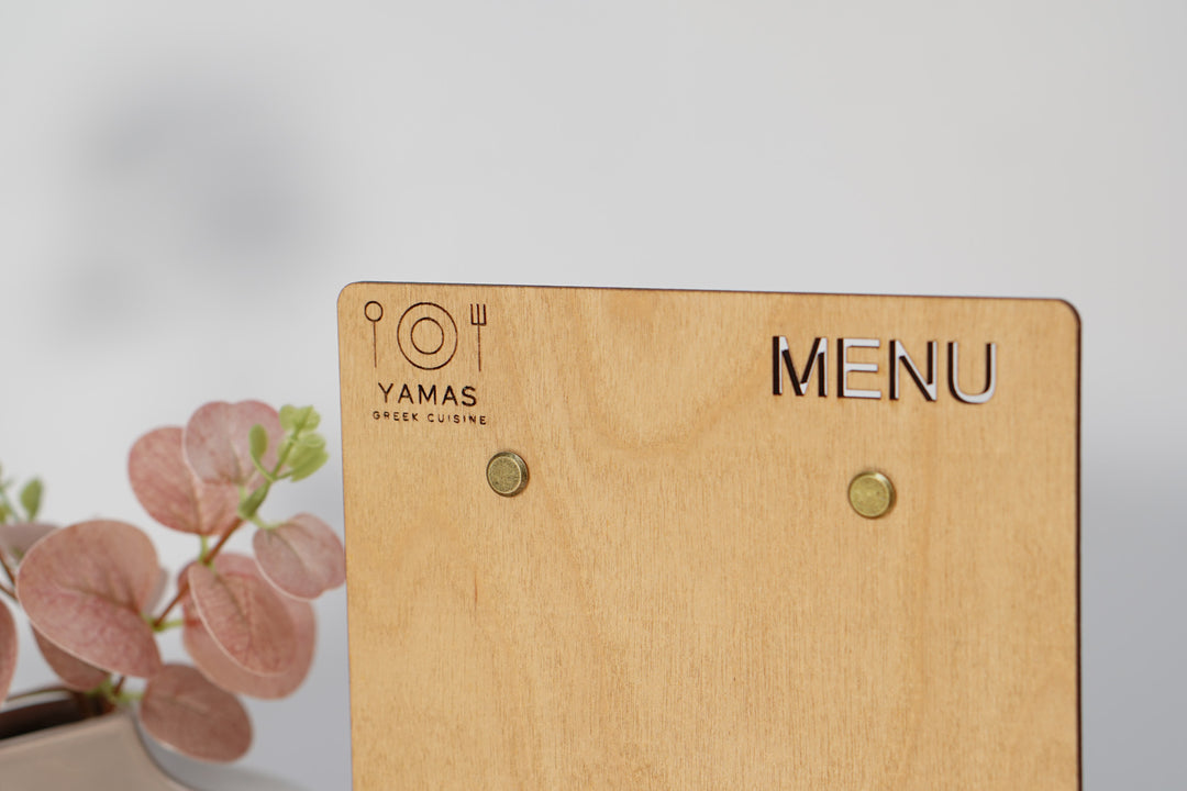 Custom Wood Menu Board Stand: Restaurant Tabletop Menu Holder