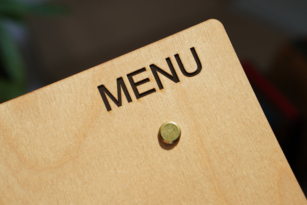 Custom Wood Menu Board Stand: Restaurant Tabletop Menu Holder