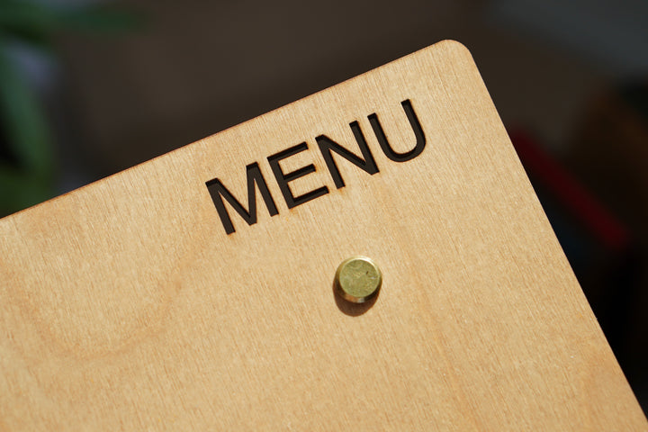 Custom Wood Menu Board Stand: Restaurant Tabletop Menu Holder