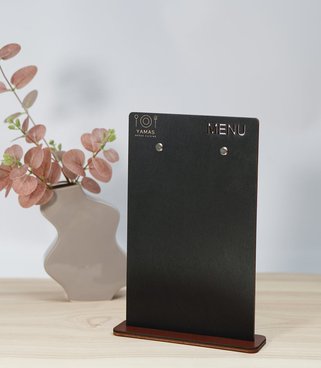 Custom Wood Menu Board Stand: Restaurant Tabletop Menu Holder