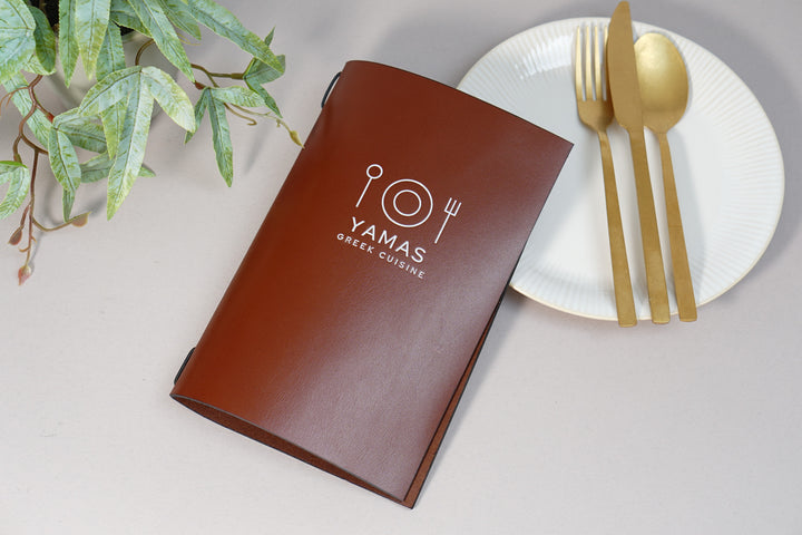 Embossed Logo Leather Menu Folder: Customized Restaurant Menu