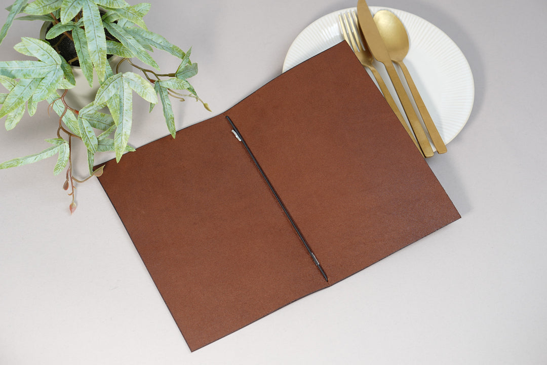 Embossed Logo Leather Menu Folder: Customized Restaurant Menu