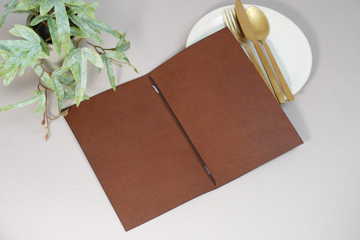Embossed Logo Leather Menu Folder: Customized Restaurant Menu