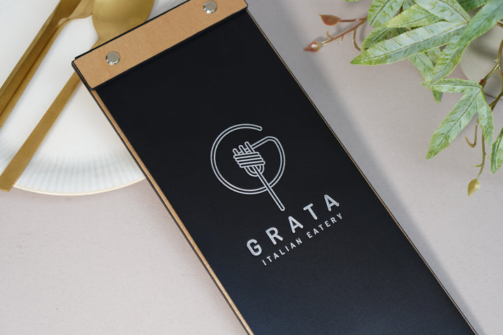 Embossed Logo Leather Menu Board: Custom Restaurant Clipboard