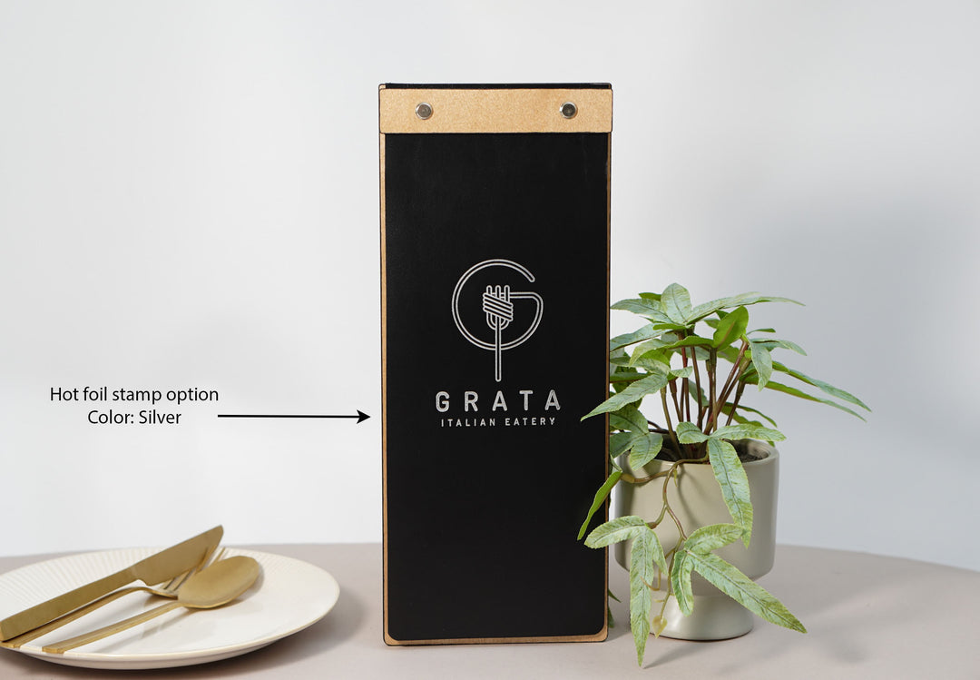 Embossed Logo Leather Menu Board: Custom Restaurant Clipboard