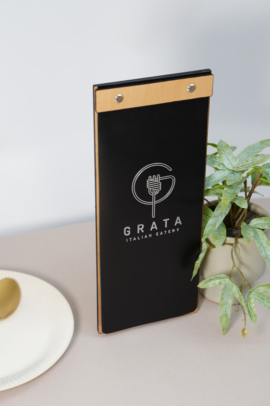 Embossed Logo Leather Menu Board: Custom Restaurant Clipboard