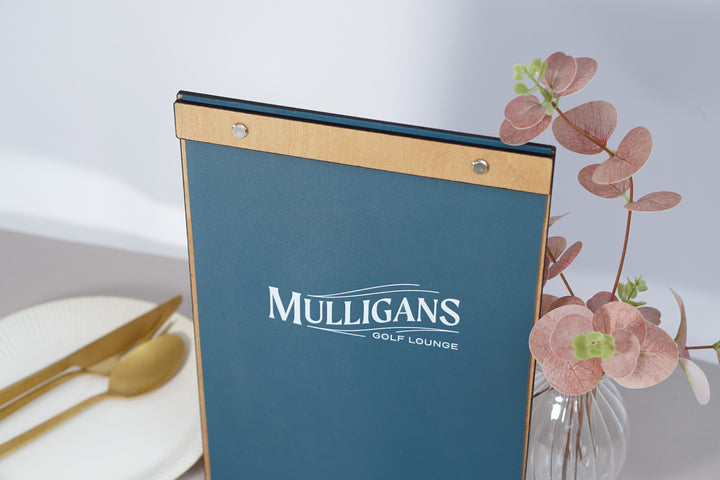 Embossed Logo Leather Menu Board: Wood Restaurant Clipboard