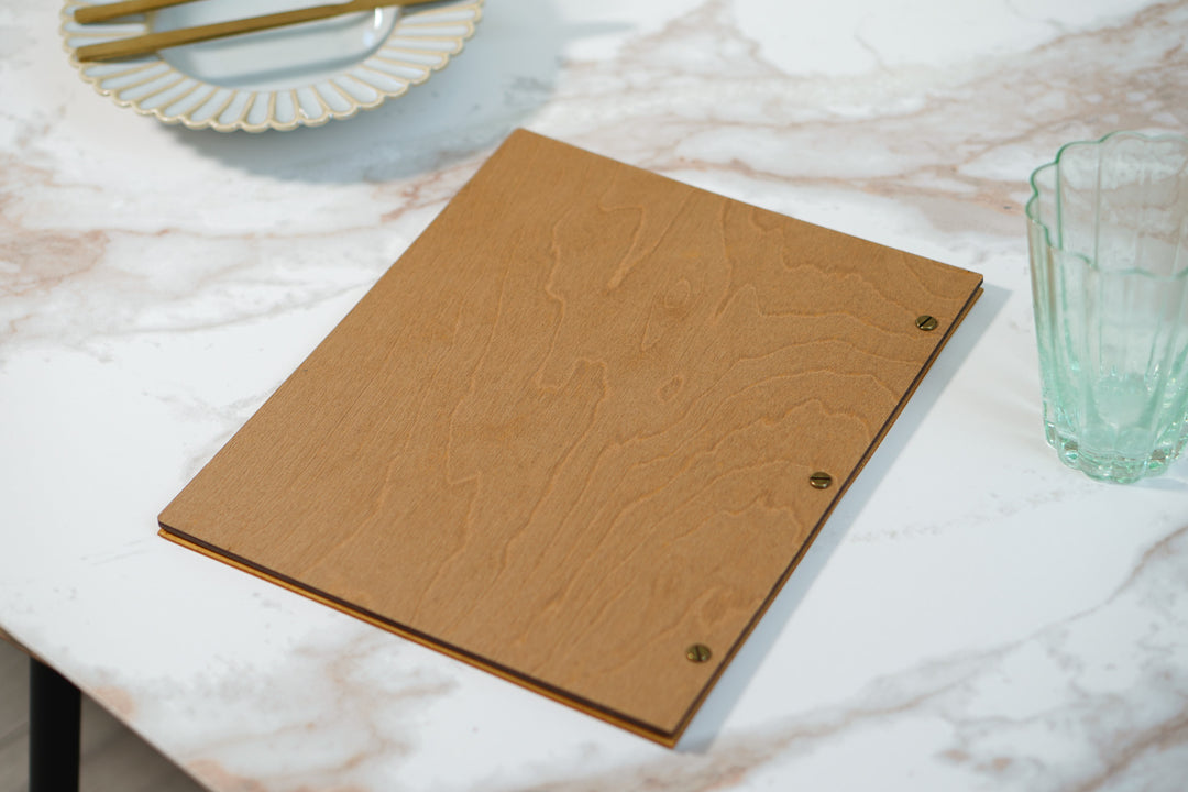 Embossed Logo Leather Menu Holder: Restaurant Menu Folder