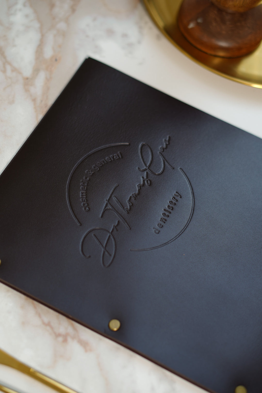 Embossed Leather Restaurant Menu: Leather menu holder