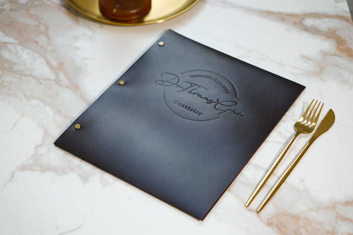 Embossed Leather Restaurant Menu: Leather menu holder
