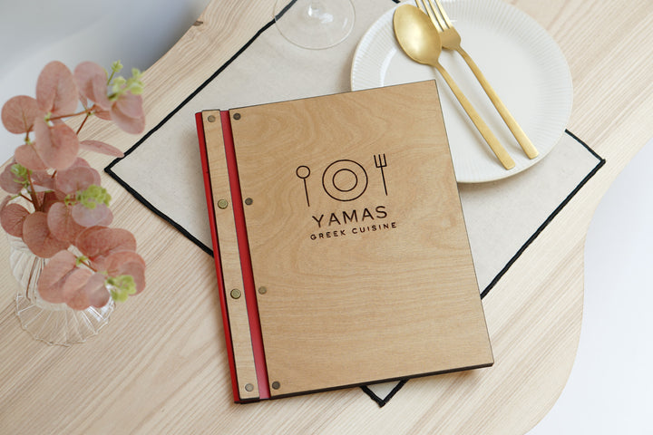 Engraved Wooden Menu Folder: Custom Restaurant Cafe Menu
