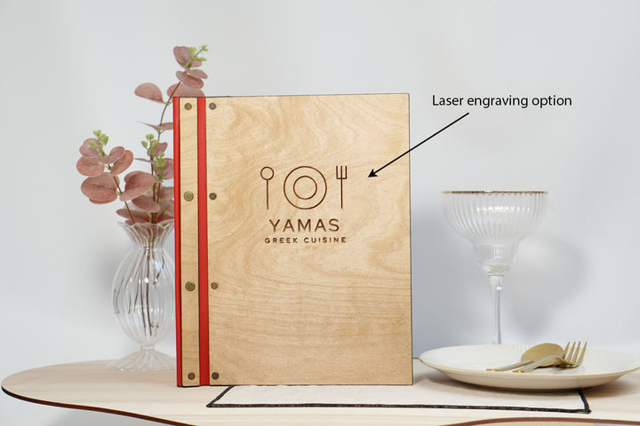 Engraved Wooden Menu Folder: Custom Restaurant Cafe Menu