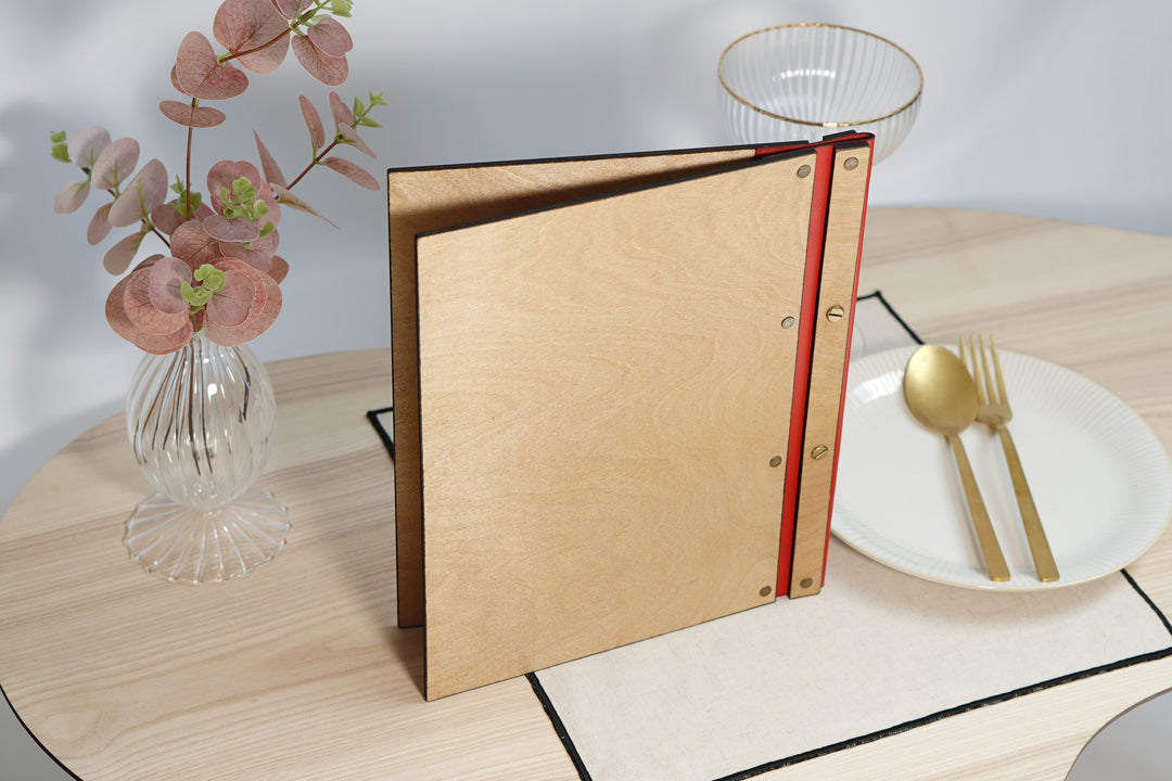 Engraved Wooden Menu Folder: Custom Restaurant Cafe Menu