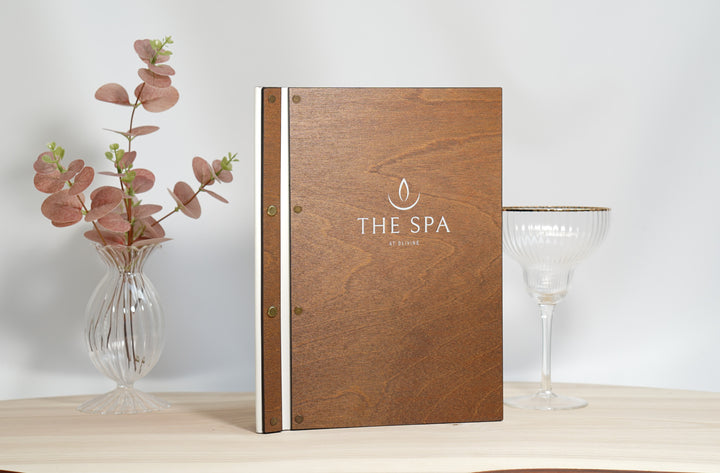 Embossed Logo Wooden Menu Cover