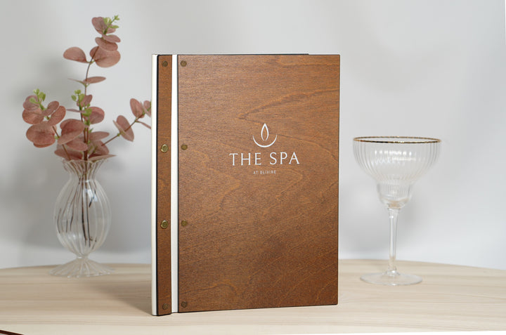 Embossed Logo Wooden Menu Cover