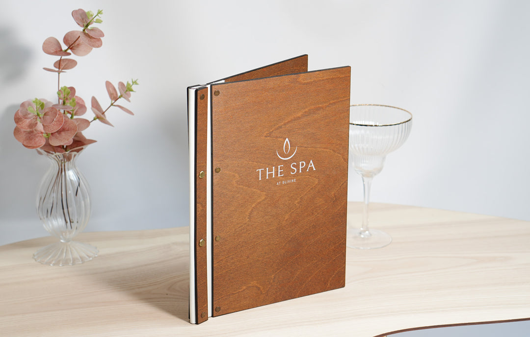 Embossed Logo Wooden Menu Cover
