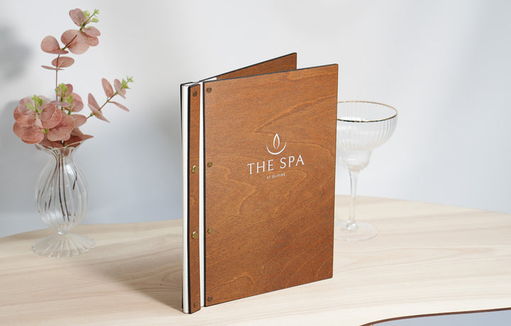 Embossed Logo Wooden Menu Cover