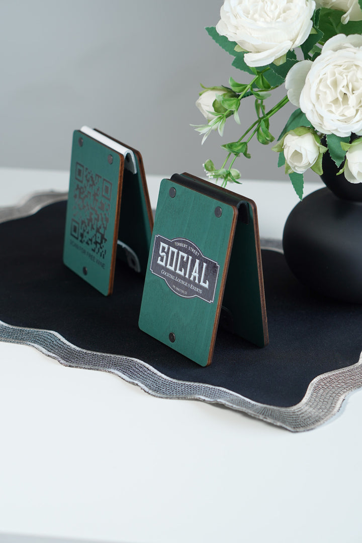 UV Printed Wooden QR Code Menu Sign | Custom Table QR Menu for Cafe & Restaurant | Wooden Table Display