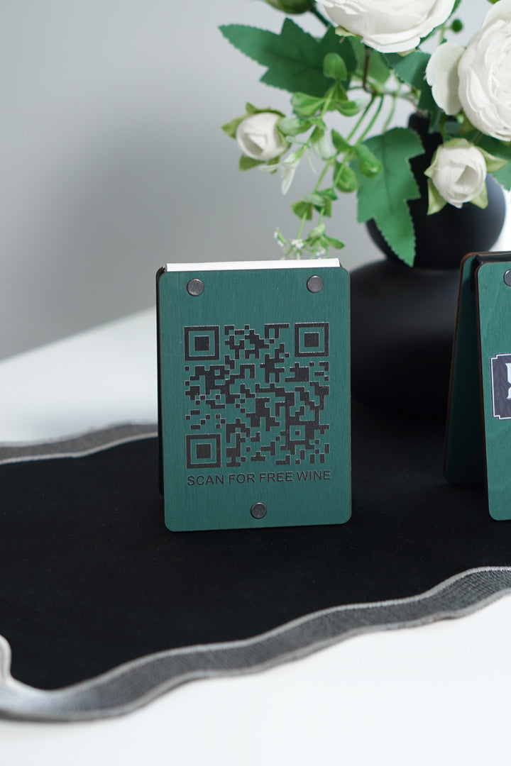 UV Printed Wooden QR Code Menu Sign | Custom Table QR Menu for Cafe & Restaurant | Wooden Table Display