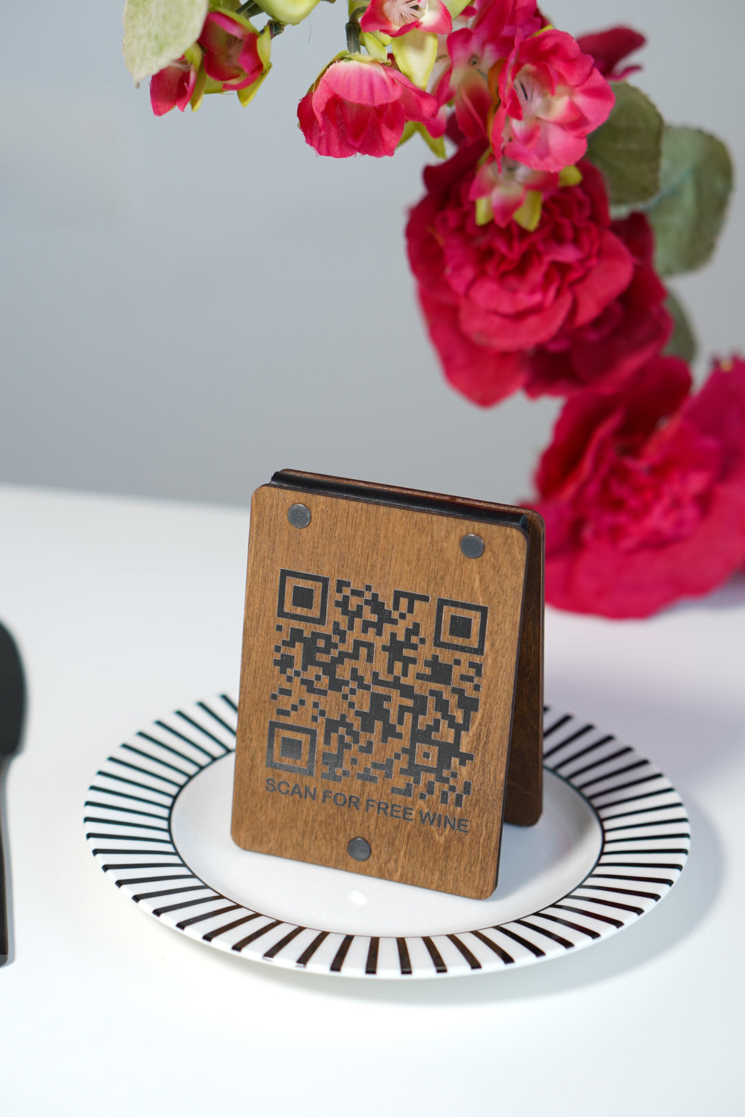 UV Printed Wooden QR Code Menu Sign | Custom Table QR Menu for Cafe & Restaurant | Wooden Table Display