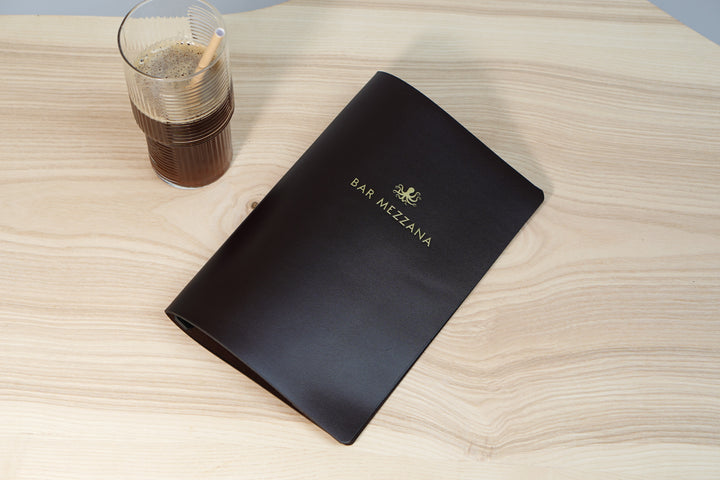 Custom Leather Restaurant Menu Folder with Embossed Logo