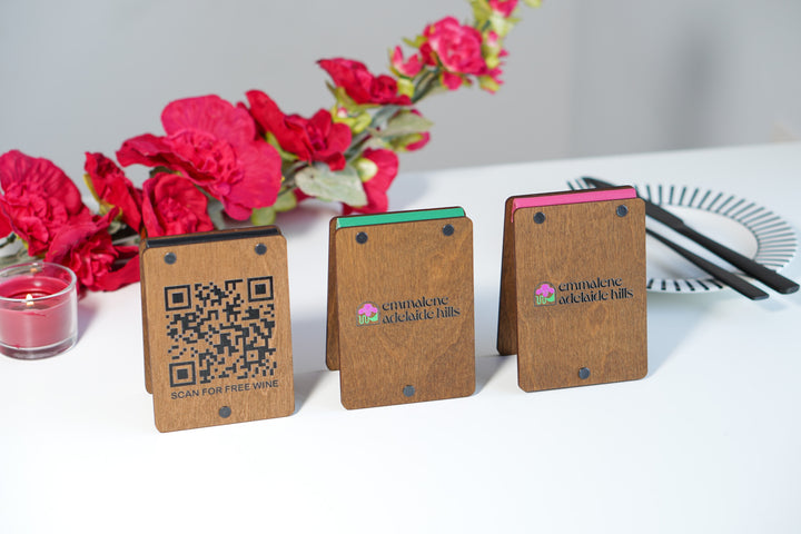 UV Printed Wooden QR Code Menu Sign | Custom Table QR Menu for Cafe & Restaurant | Wooden Table Display