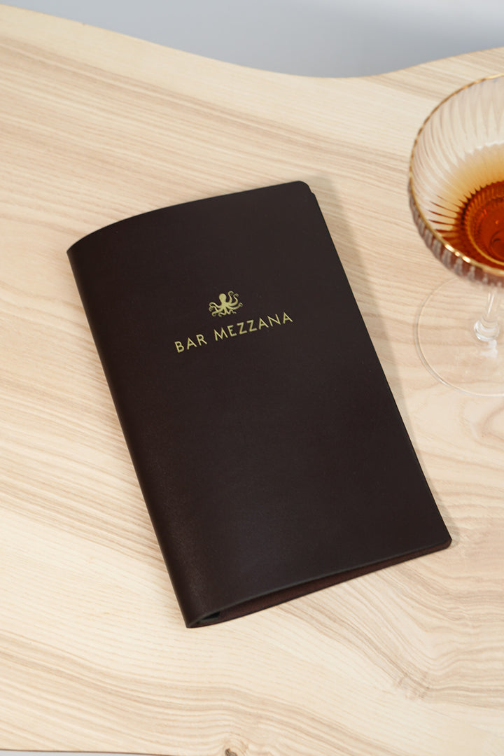 Custom Leather Restaurant Menu Folder with Embossed Logo