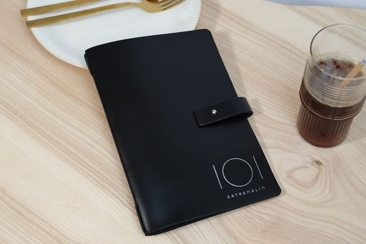 Embossed Logo Leather Menu Folder: Custom Restaurant Menu