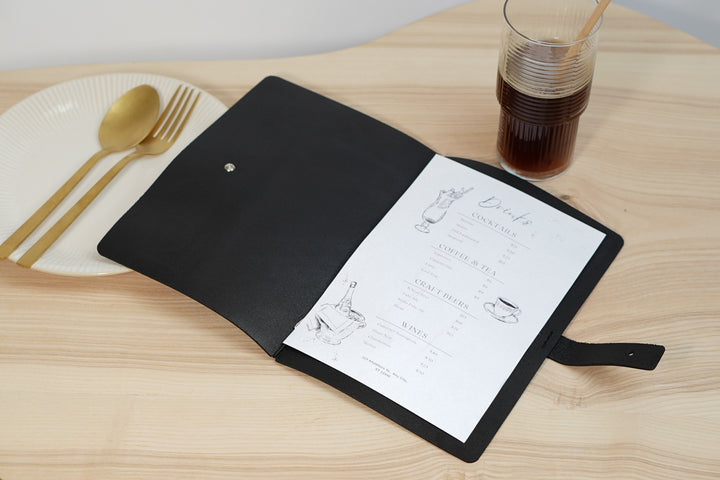 Embossed Logo Leather Menu Folder: Custom Restaurant Menu