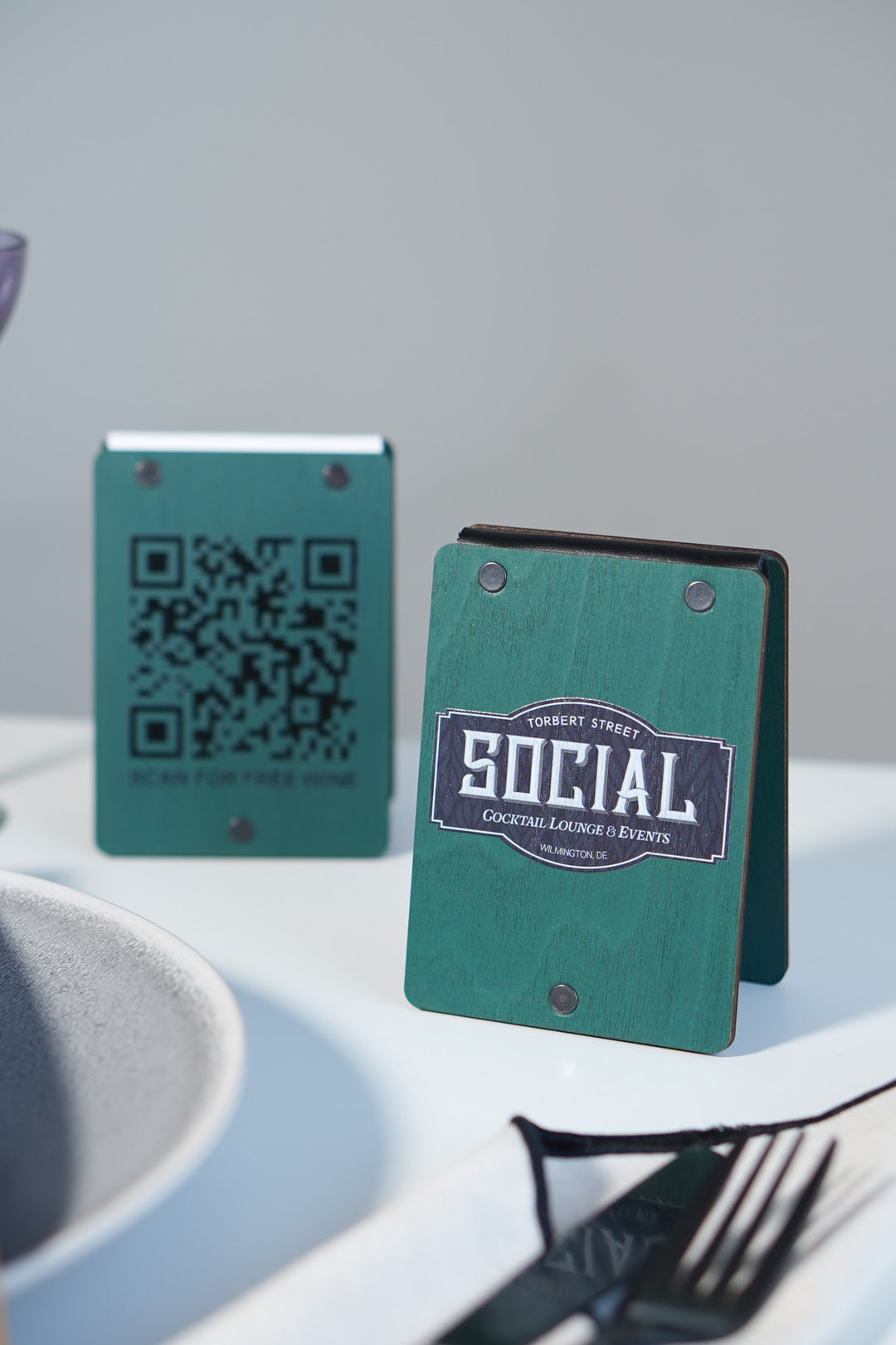 UV Printed Wooden QR Code Menu Sign | Custom Table QR Menu for Cafe & Restaurant | Wooden Table Display