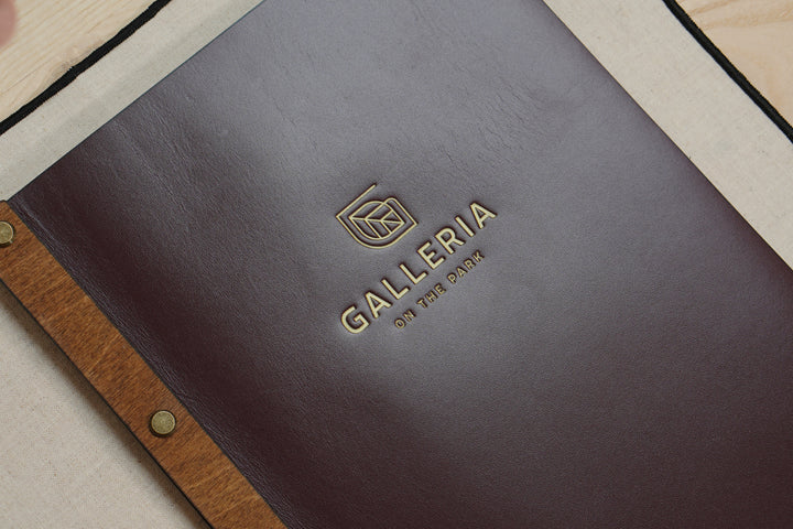 Custom Leather Restaurant Menu: Embossed Logo, Wood Menu Folder