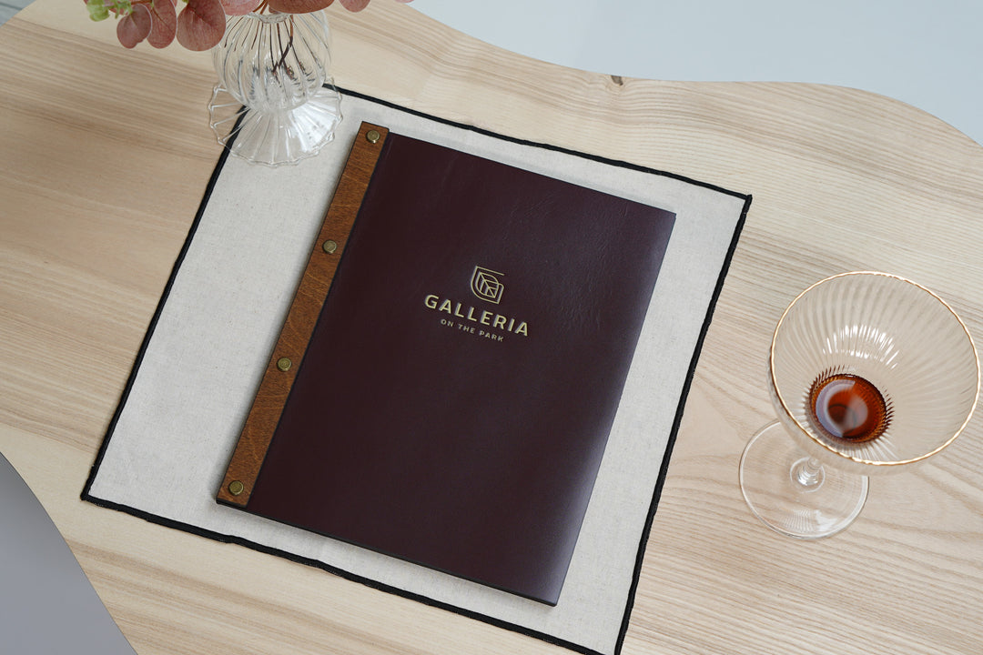 Custom Leather Restaurant Menu: Embossed Logo, Wood Menu Folder