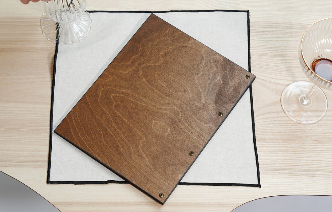 Custom Leather Restaurant Menu: Embossed Logo, Wood Menu Folder